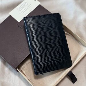 Louis Vuitton Black Epi Pocket Organizer with Box & Dust Bag
